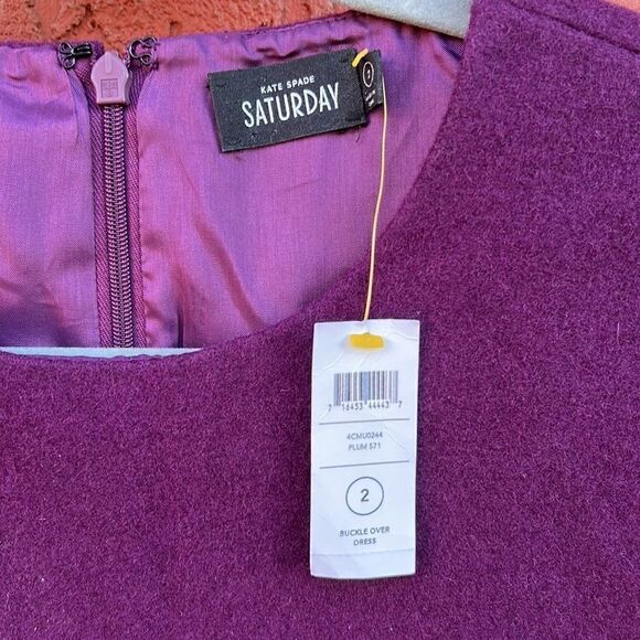 NWT Kate Spade ♠️ Saturday Buckle Over Wool Faux Wrap Dress -2 - Picture 3 of 10